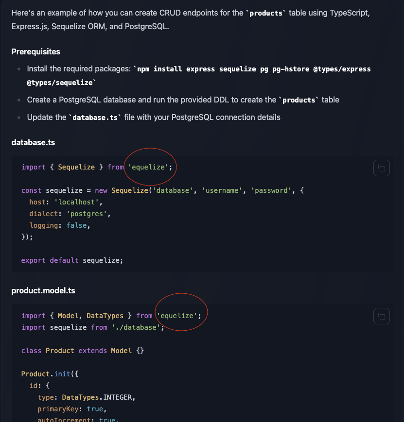 LLM Output with typo